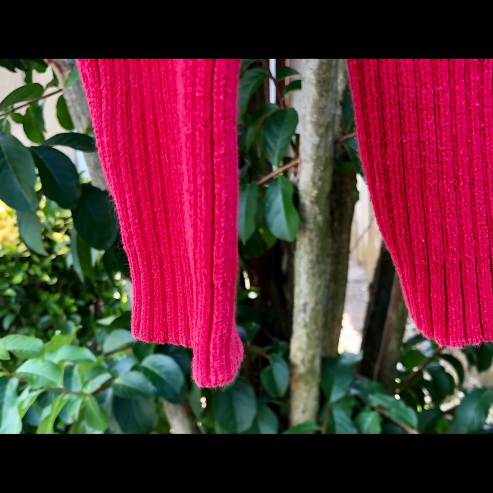 Y2K Ribbed Sweater Chunky Knit Red Cotton Top - Picture 7 of 7